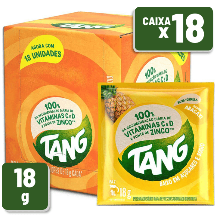 Refresco em Pó Tang Abacaxi Pacote 18g Caixa c/ 18 un