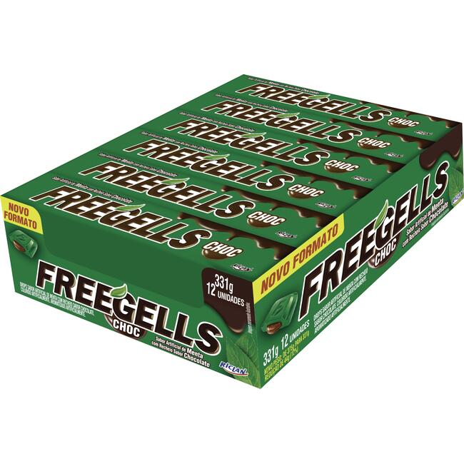 Drops Recheado Freegells Menta com chocolate 12 un