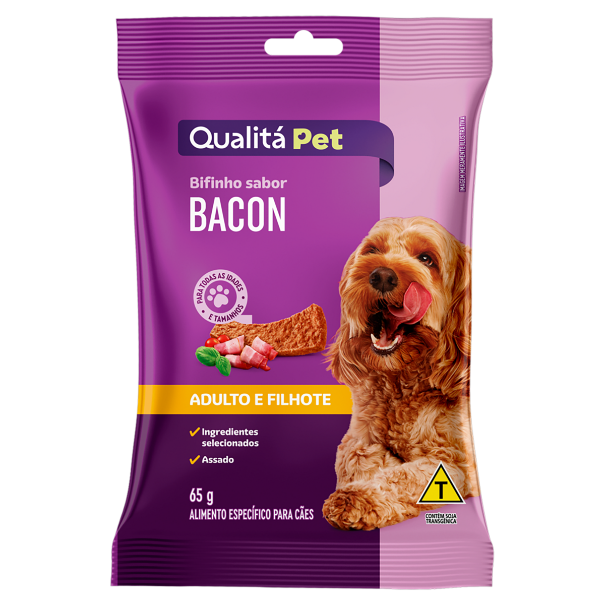 Bifinho para Cães Bacon Qualitá Pet Pacote 65g