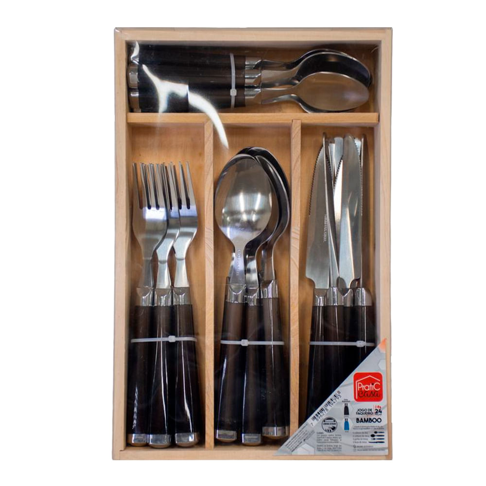 Faqueiro Prat Csa Inox Pp Bamb 24Pc 1Un