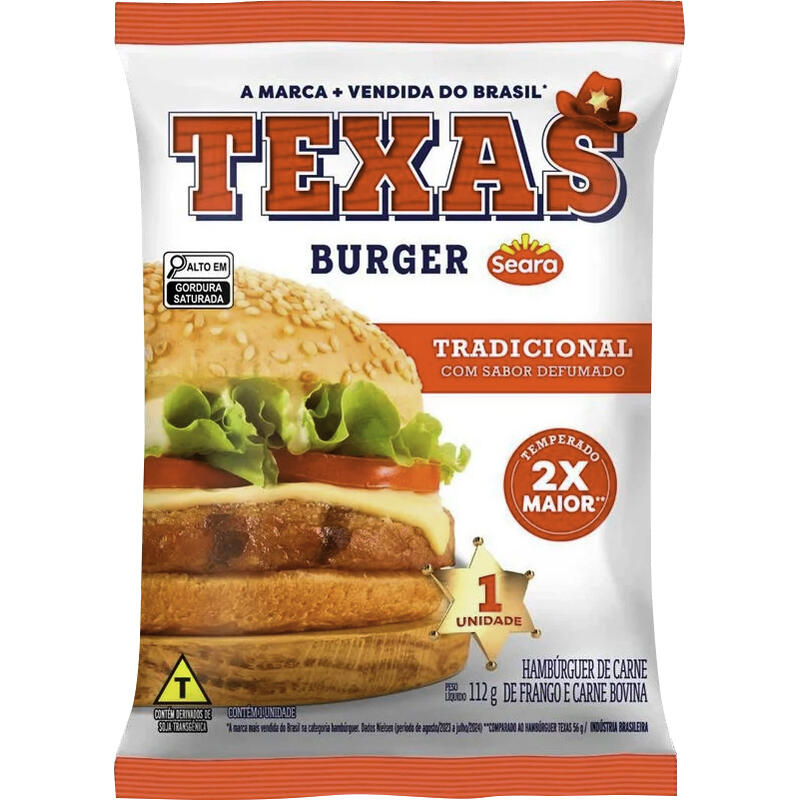 Hambúrguer Misto Texas Burger Congelado Defumado 112g