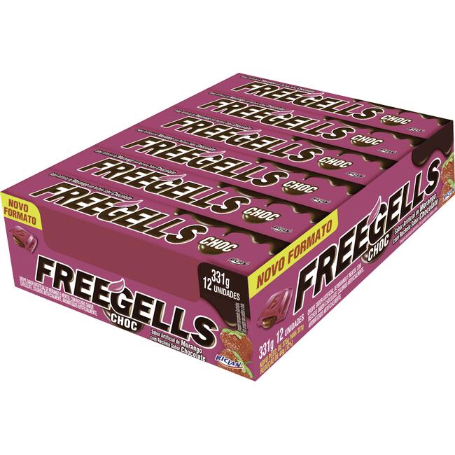 Drops Recheado Freegells Morango com chocolate 12 un