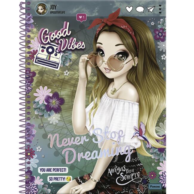 Caderno Foroni Amigas Para Sempre 96 folhas un