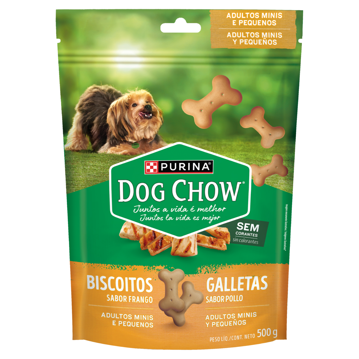 Petisco DOG CHOW para Cães Biscoito Frango Cães Adultos de Raças Pequenas 500g