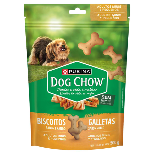 Petisco DOG CHOW para Cães Biscoito Frango Cães Adultos de Raças Pequenas 500g