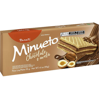 Biscoito Wafer Minueto Chocolate e Avelã 115g