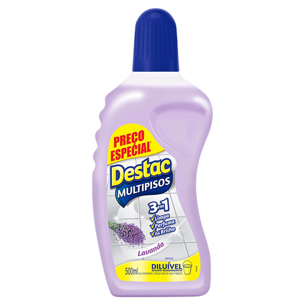 Limpa Pisos Diluível DESTAC Lavanda 500 ml Embalagem Econômica