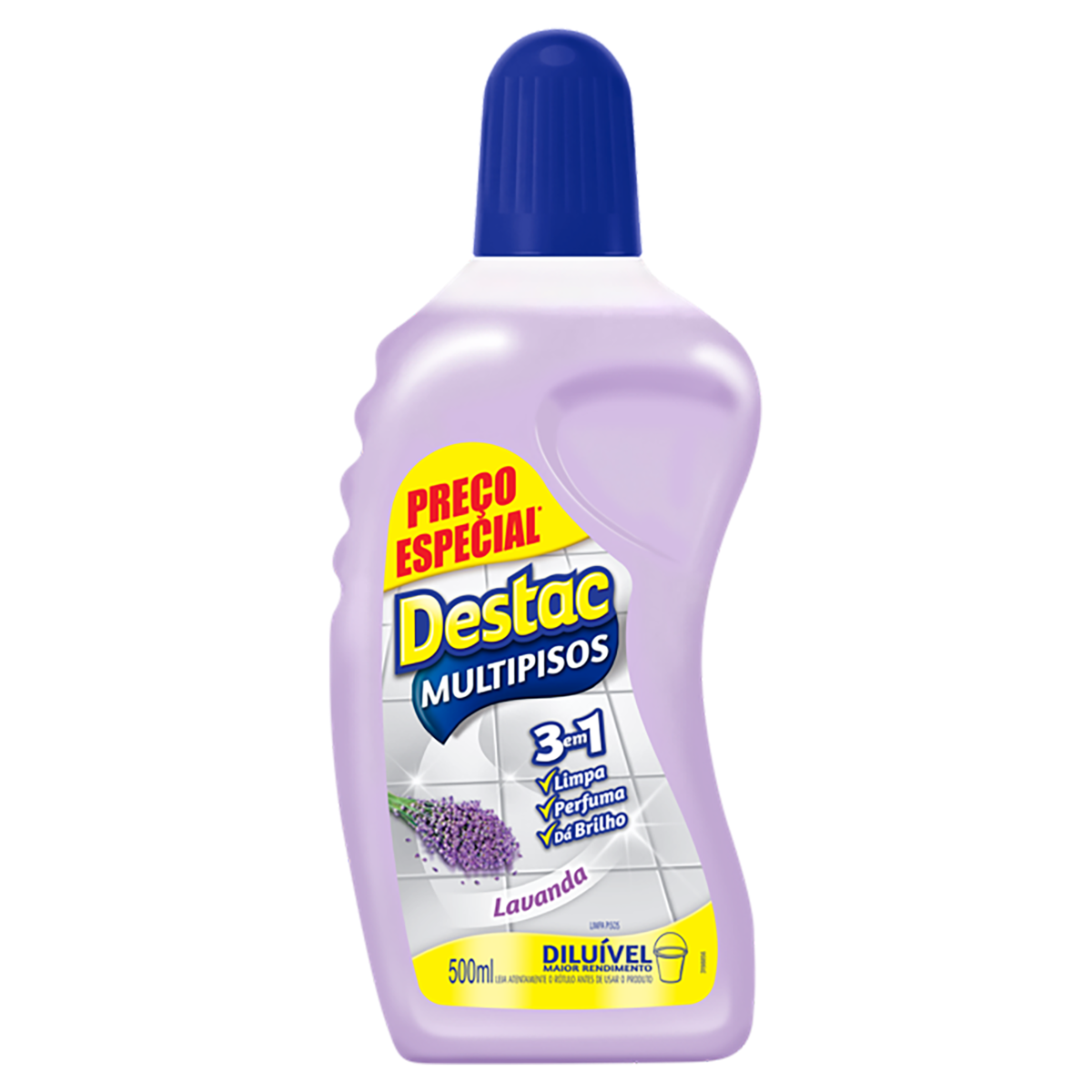 Limpa Pisos Diluível DESTAC Lavanda 500 ml Embalagem Econômica