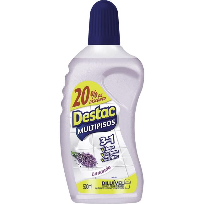 Limpa Pisos Diluível DESTAC Lavanda 500 ml Embalagem Econômica