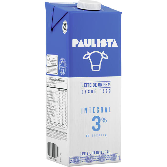 Leite Longa Vida Paulista Integral 1L