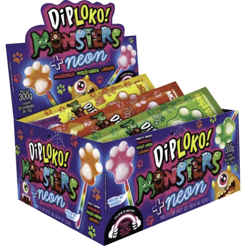 Pirulito Dip Loko Neon Patinha 30x10g