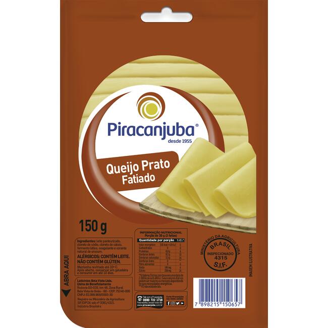 Queijo Prato Piracanjuba Fatiado 150g