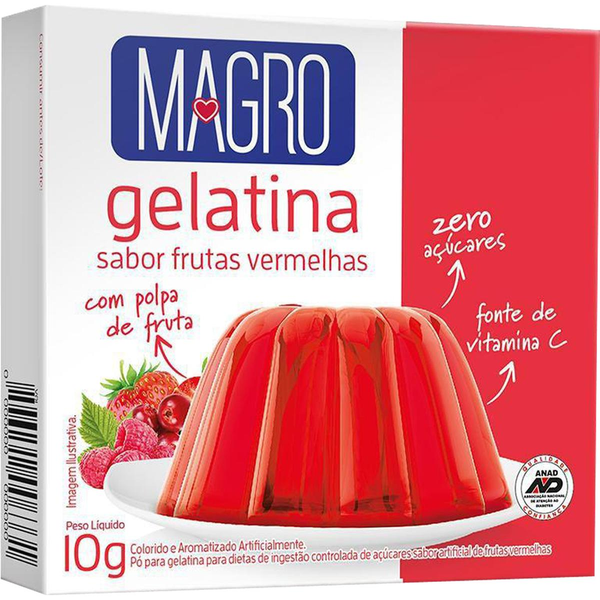 Gelatina Magro 10g - Sucralose - Frutas Vermelhas