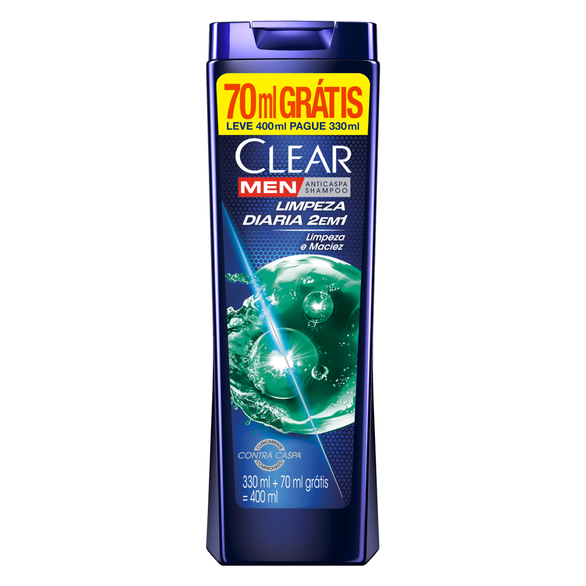 Shampoo Anticaspa Clear Men Limpeza Diária 2 em 1 400ml