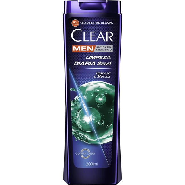 Shampoo Anticaspa Clear Men Limpeza Diária 2 em 1 200ml