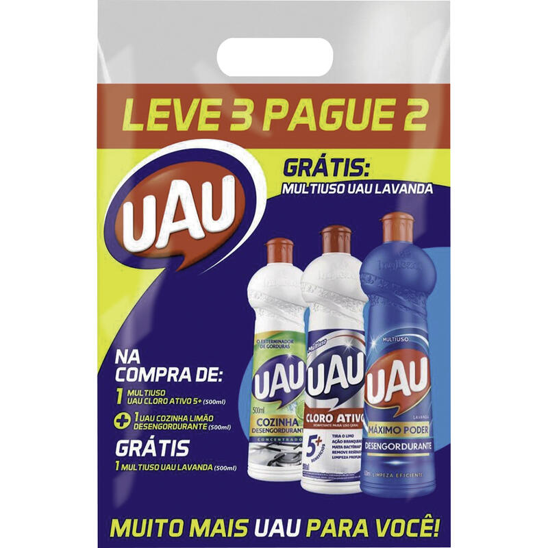 Kit Uau Cloro/Desengordurante/Multiuso 1 kit