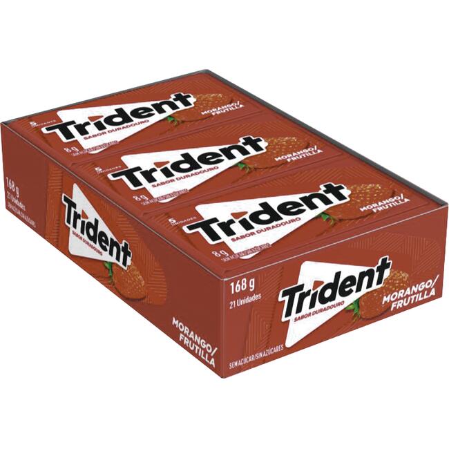 Chiclete Trident Morango Sem Açúcar 21x8g un