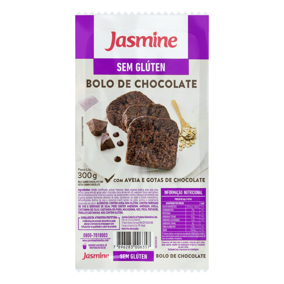 Bolo JASMINE Chocolate sem Glúten 300g