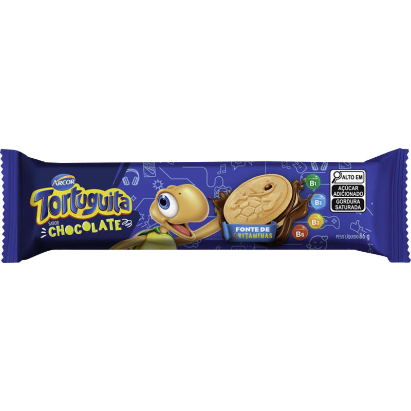 Biscoito Recheado Tortuguita Chocolate 86g