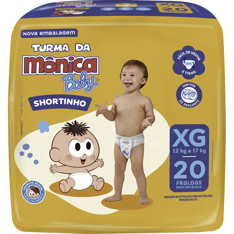 Fralda Descartável Turma da Mônica Short Jumbo XG 20 un
