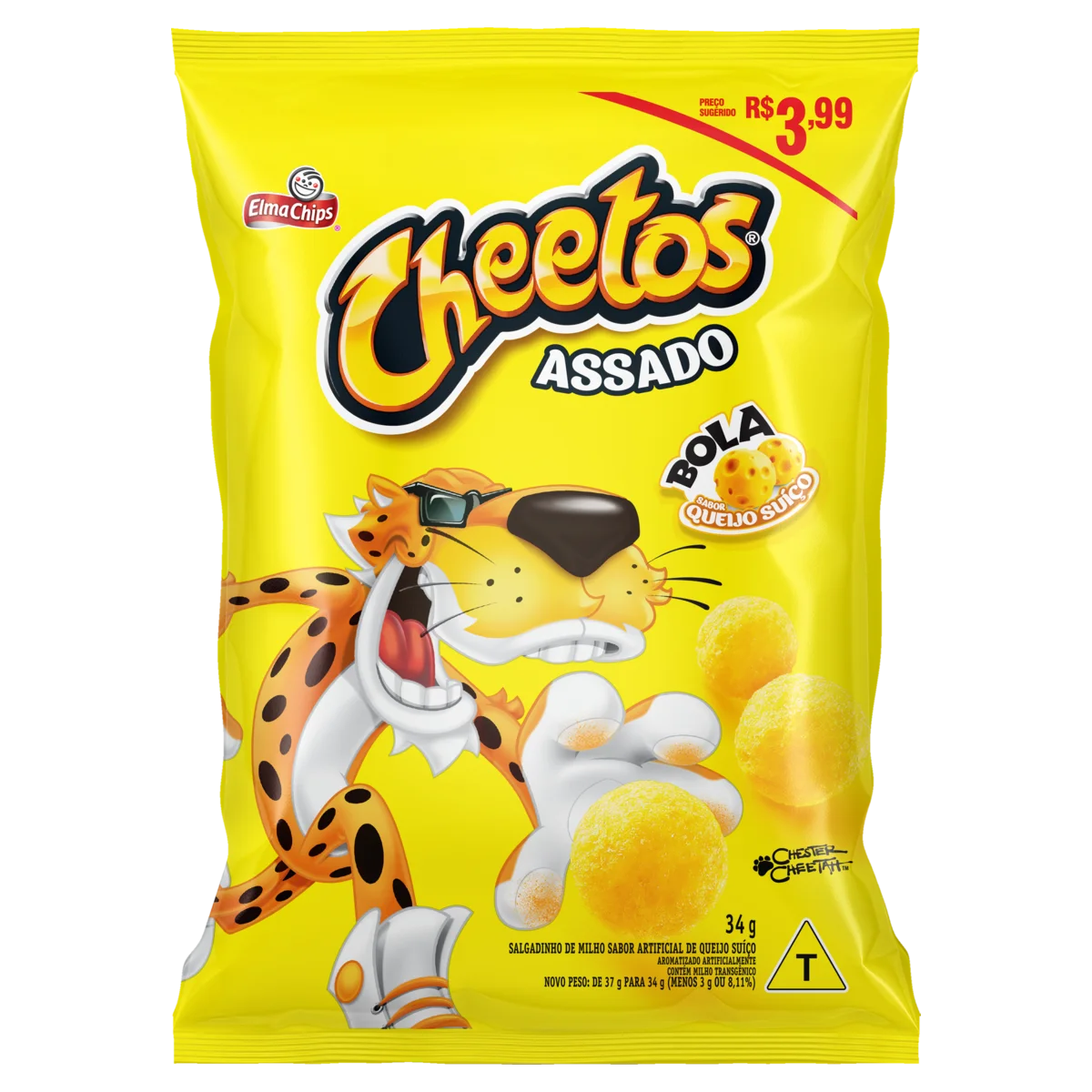 Salgadinho de Milho Bola Queijo Suíço Elma Chips Cheetos Pacote 34g