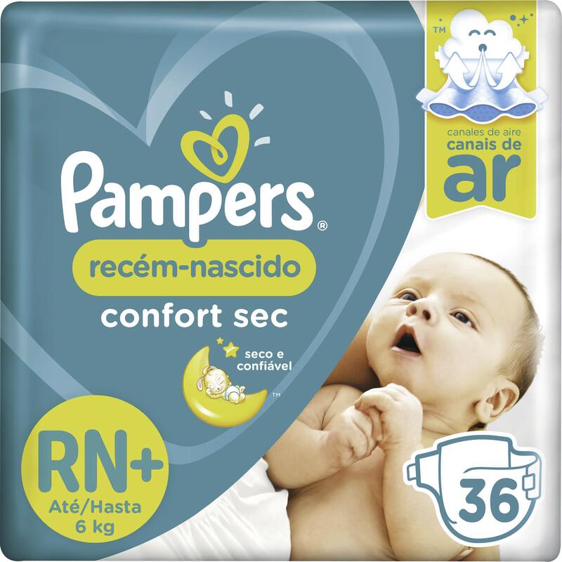 Fralda Desc Pampers Confort Sec Recém-nascido 36un