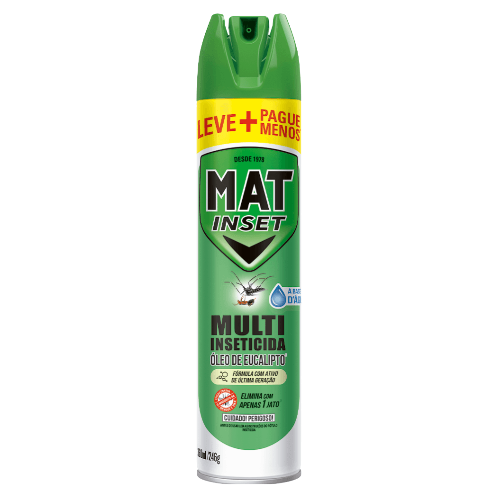 Multi Inseticida Mat Inset com Oléo de Eucalipto 360ml 33% Grátis