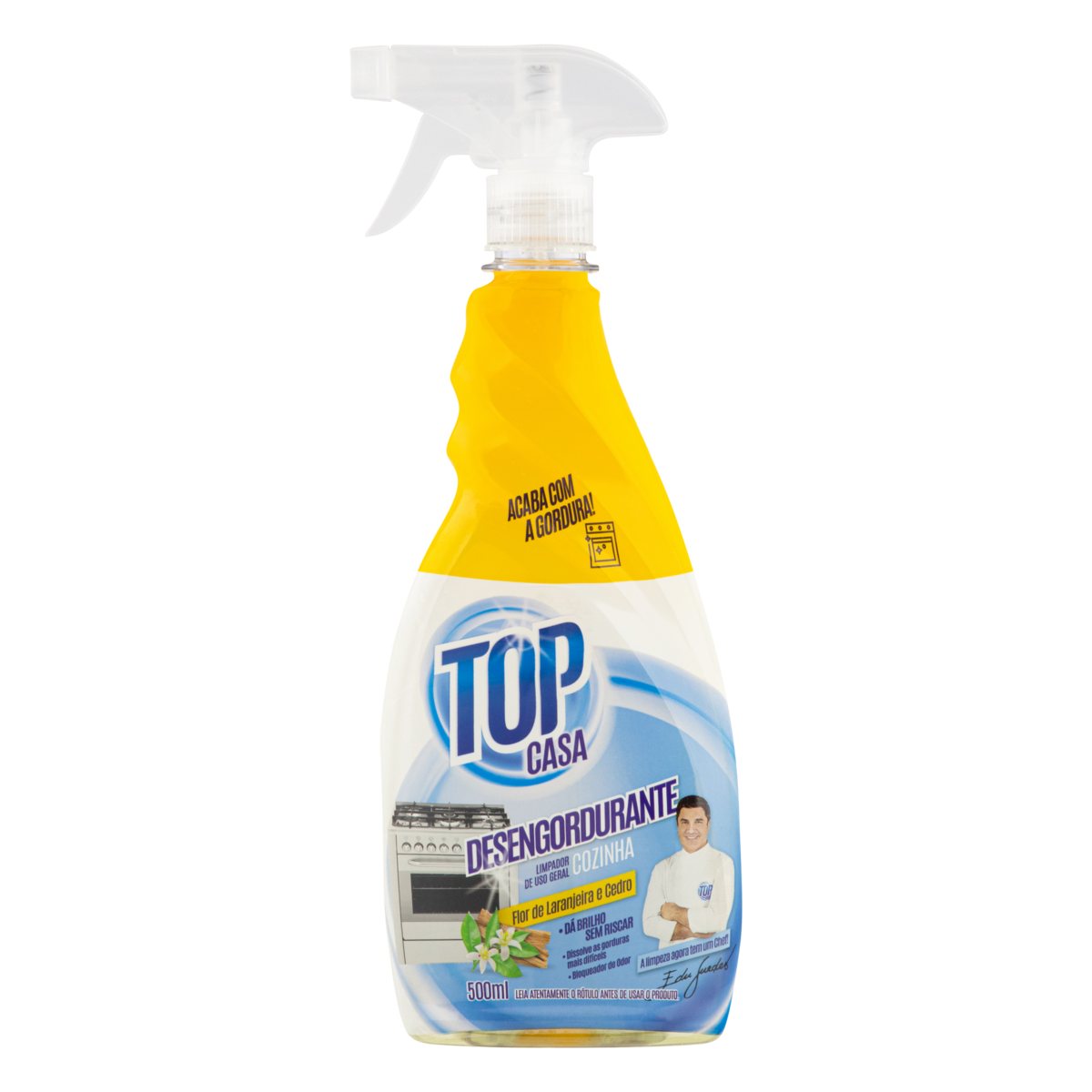 Limpador Desengordurante Cozinha Flor de Laranjeira e Cedro Edu Guedes Top Casa Frasco 500ml