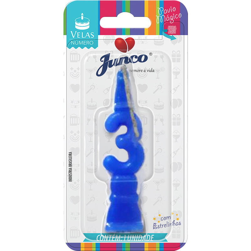 Vela Aniversário Junco Azul Nº3 un