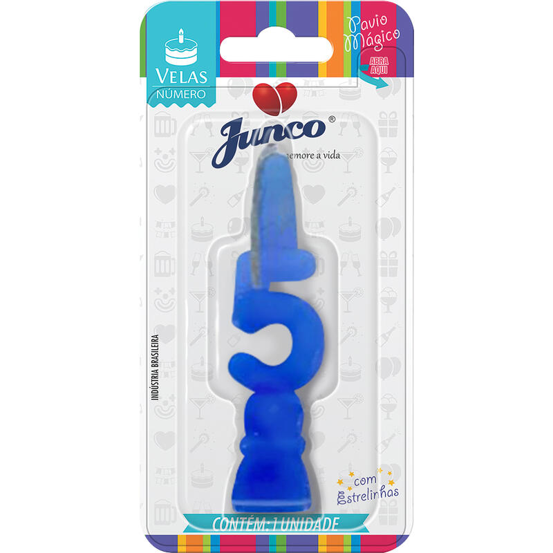 Vela Aniversário Junco Azul Nº5 un