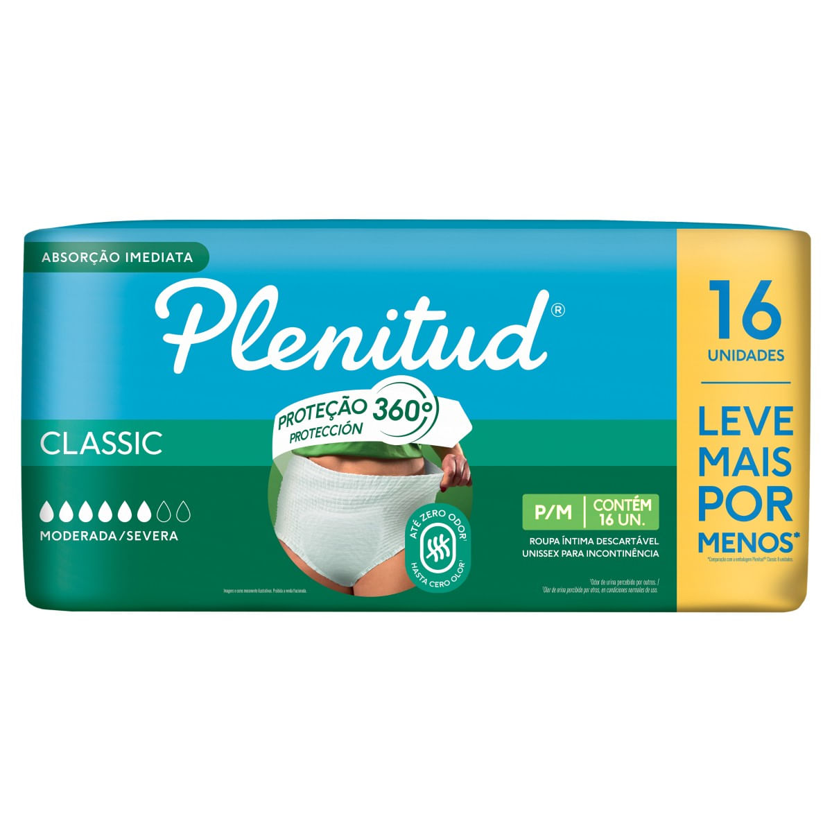 Roupa Íntima PLENITUD Classic Intensa P/M Com 16 Unidades Leve mais por menos
