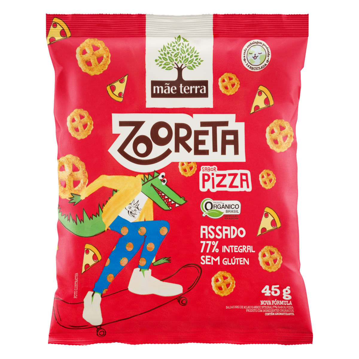 Salgadinho Orgânico Infantil Mãe Terra Zooreta Pizza 45 g