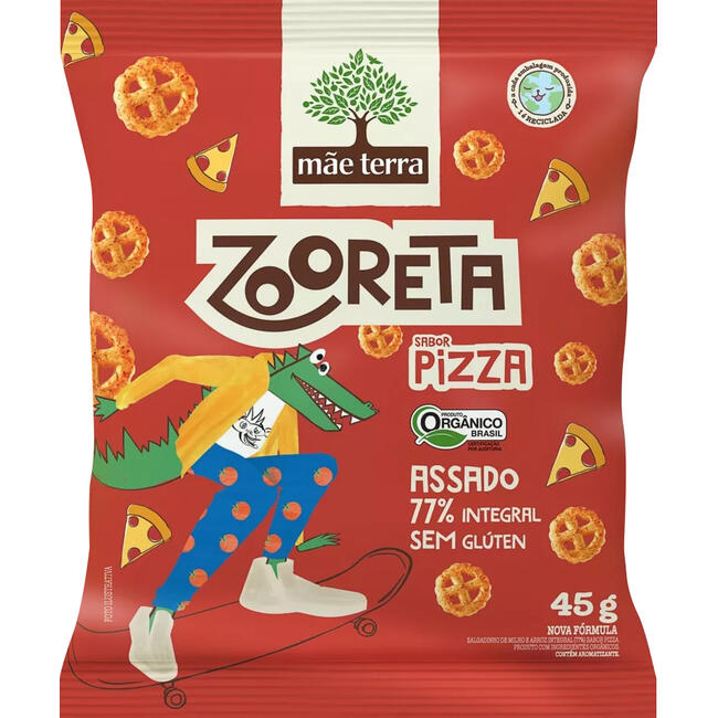 Salgadinho Orgânico Infantil Mãe Terra Zooreta Pizza 45 g