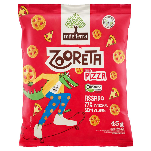 Salgadinho Orgânico Infantil Mãe Terra Zooreta Pizza 45 g