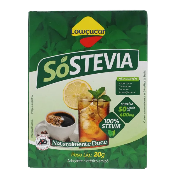 Adoçante em Pó Lowçucar Com 50 Envelopes - Stevia