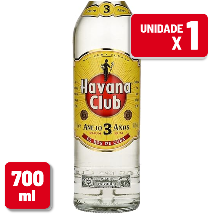 Rum Havana Club 3 Years Old Garrafa Vidro 700ml