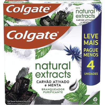 Creme Dental Colgate Natural Carvão 4x90g