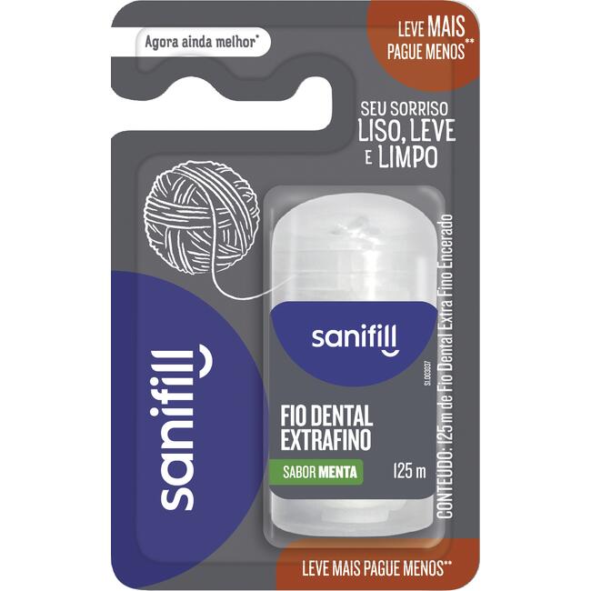 Fio Dental SANIFILL Extrafino Menta 125m Leve Mais Pague Menos