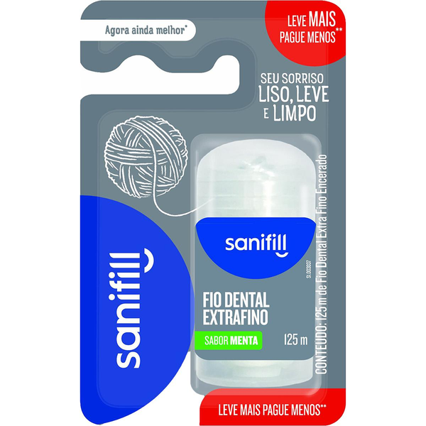Fio Dental SANIFILL Extrafino Menta 125m Leve Mais Pague Menos