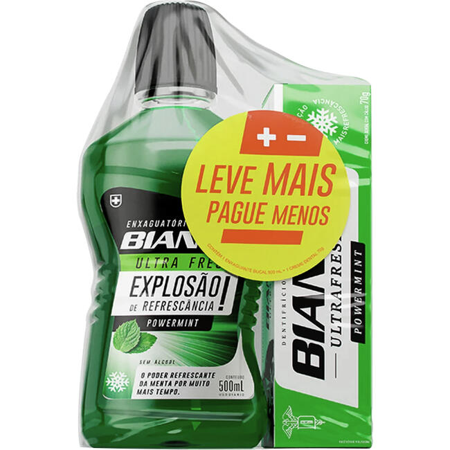 Kit Bianco Enxaguante bucal + Creme Dental Powermint
