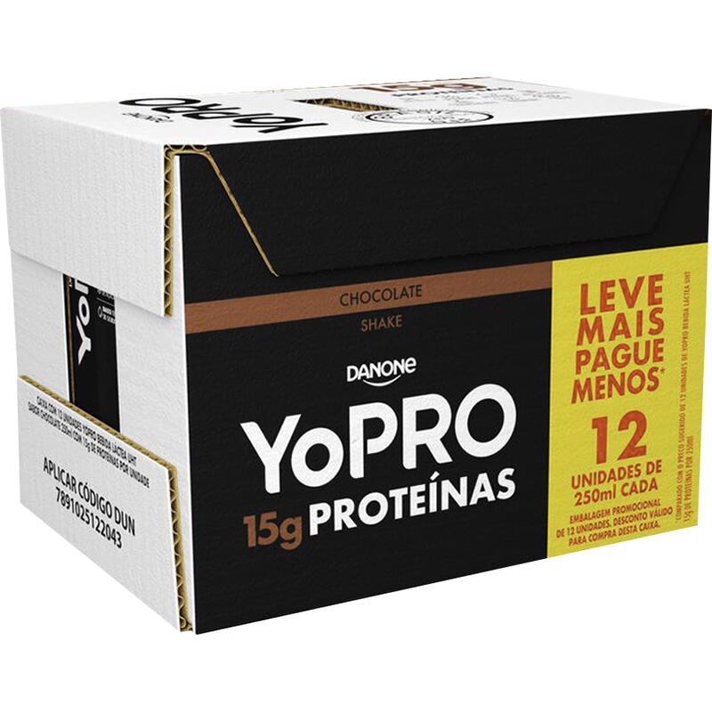 Pack Bebida Láctea UHT Chocolate Zero Lactose Yopro 15g High Protein Caixa 250ml Cada 12 Unidades