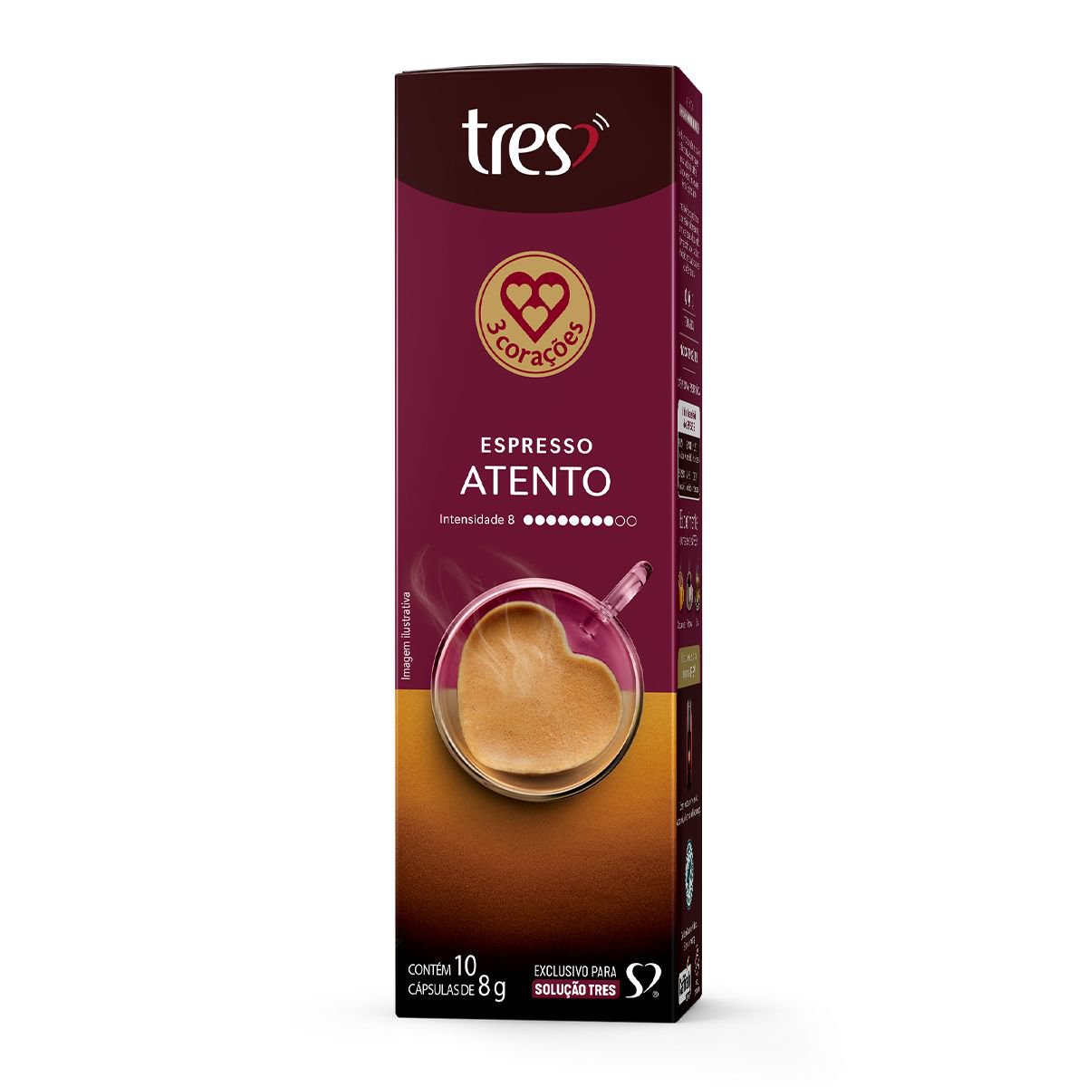 Café em Cápsula Torrado e Moído Espresso Atento Tres Caixa 80g 10 Unidades