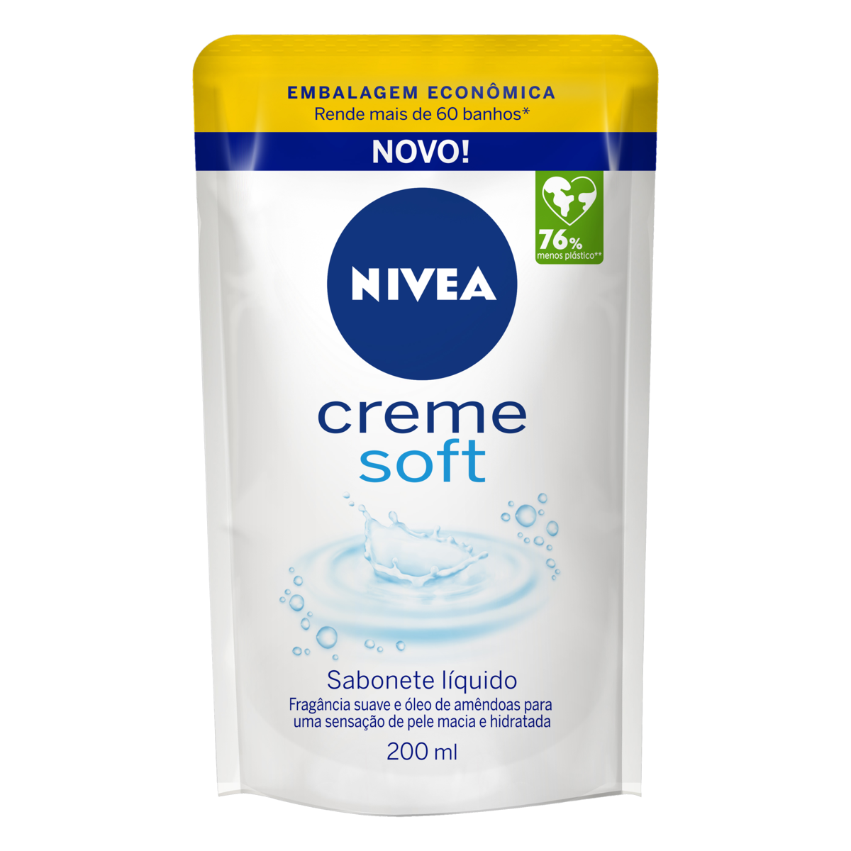 Sabonete Líquido Nivea Creme Soft Sachê 200ml Refil Embalagem Econômica