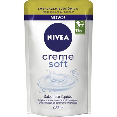 Sabonete Líquido Nivea Creme Soft Sachê 200ml Refil Embalagem Econômica