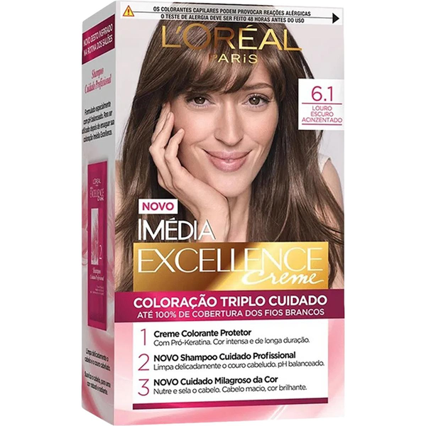 Tintura Imédia Excellence Creme 6.1 Louro Escuro Acinzentado