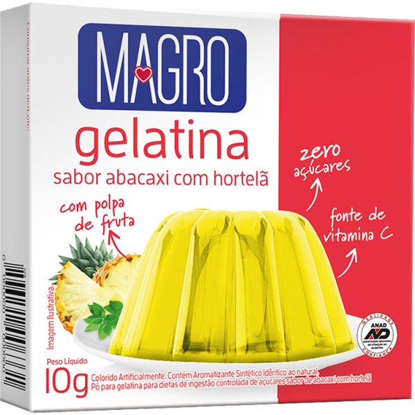 Gelatina Magro 10g - Sucralose - Abacaxi com Hortelã