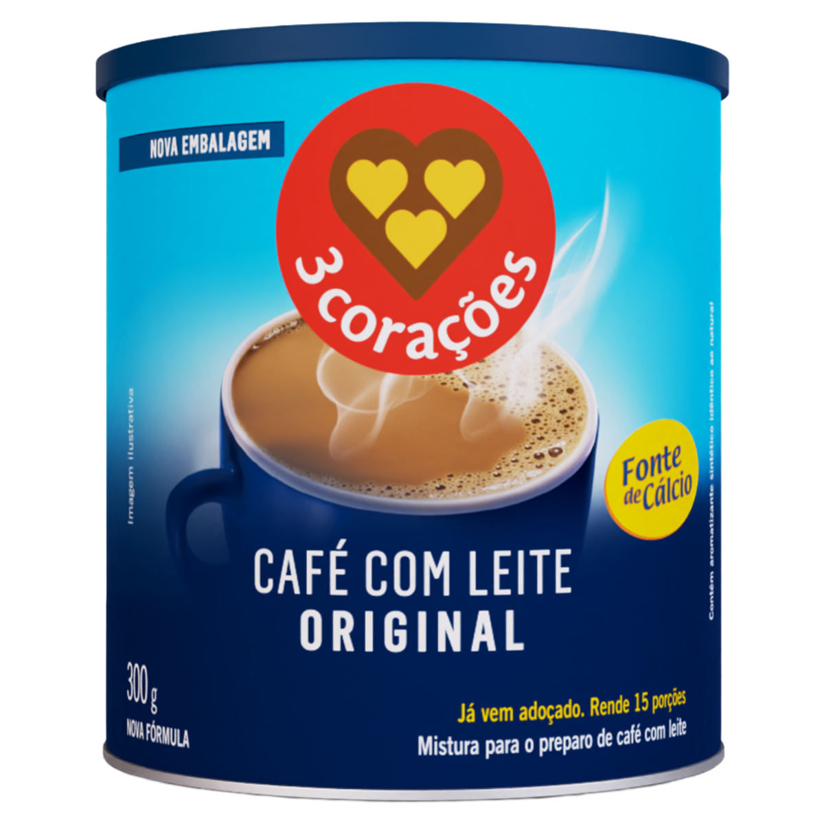 Café com Leite Solúvel Original 3 Corações Lata 300g