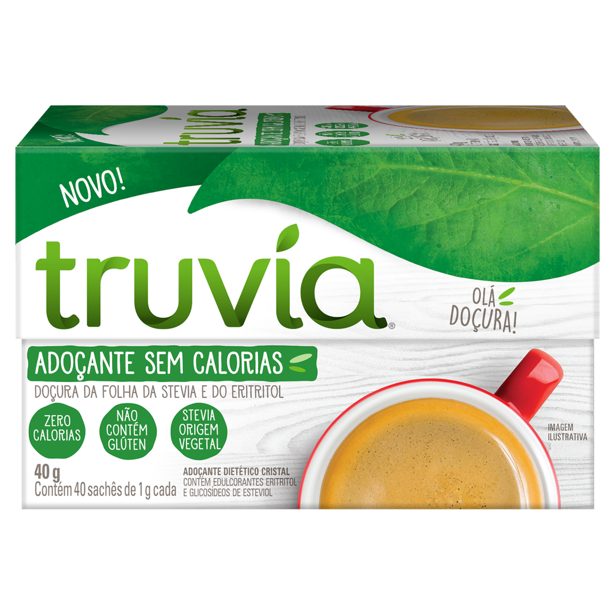 Adoçante em Pó Truvia Caixa 40g 40 Unidades