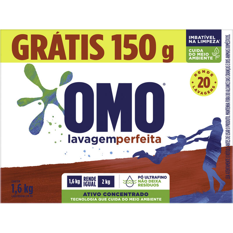 Lava Roupas em Pó Omo Lavagem Perfeita 1,6kg
