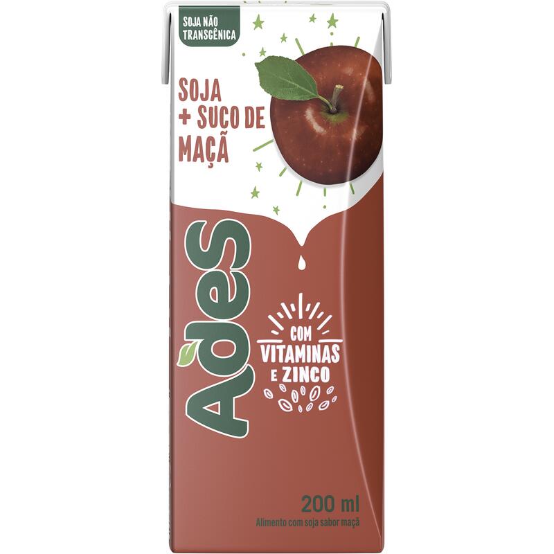 Alimento À Base de Soja Ades Maçã 200ml